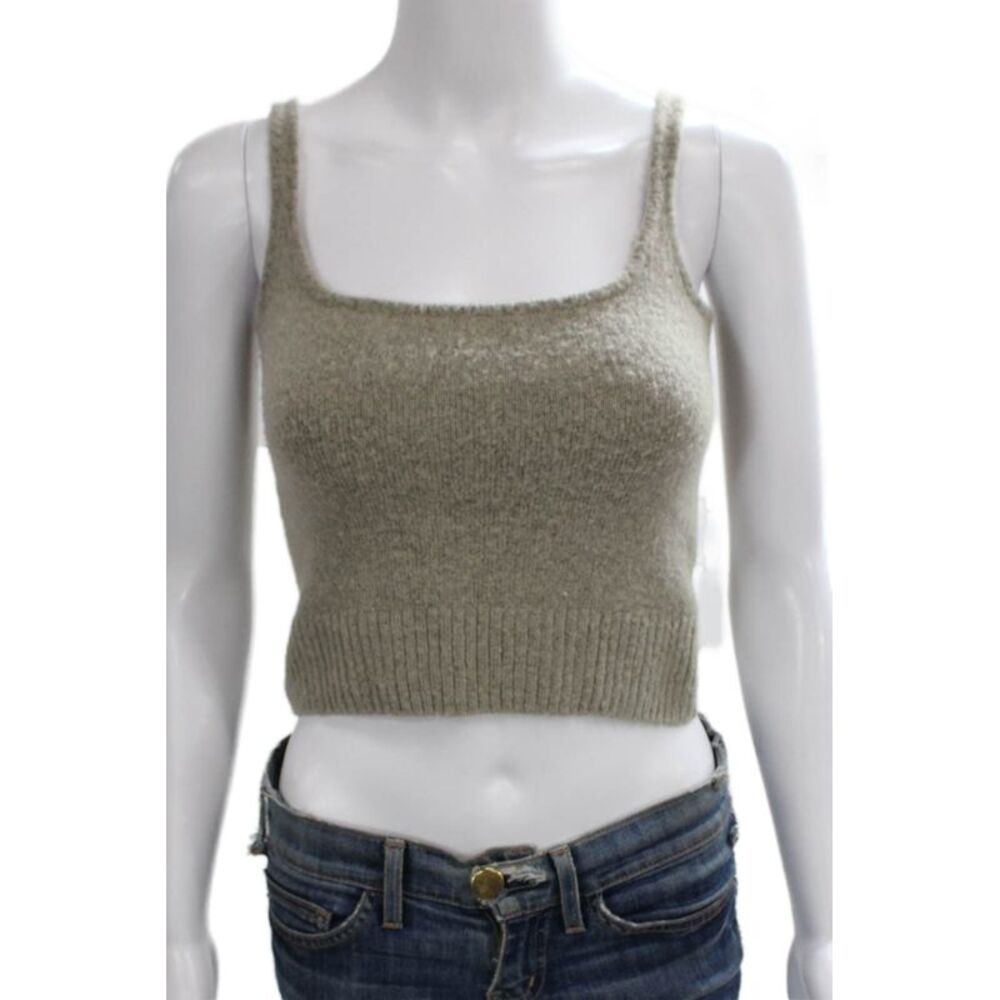 One Grey Day Womens Gray Cropped Tank Acrylic Square Neck Sleeveless Size XS